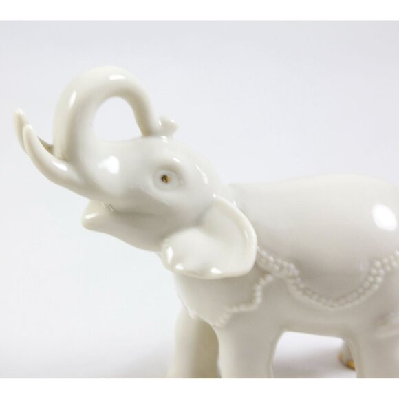 Lenox Classic Ivory Miniature Elephant Raised Trunk A Touch of Luck 24k Gold 3.5 - Picture 9 of 9